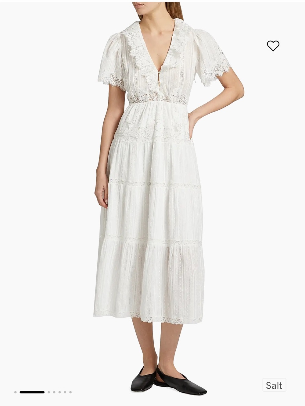 NWT Doen Gabriella Dress sz L- Ivory Eyelet Maxi Dress with Ruffle Collar - Picture 11 of 11
